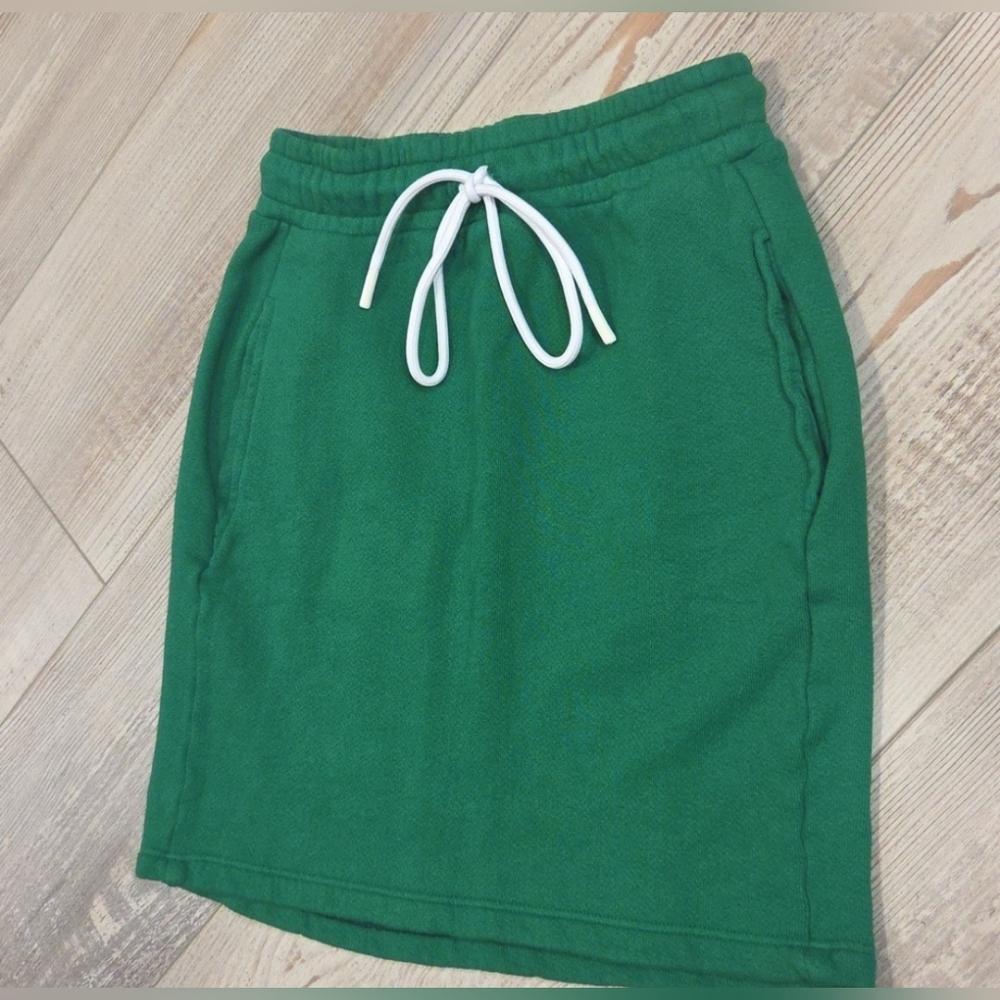 Cotton Green Drawstring Casual Skirt